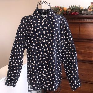J CREW NAVY HEN BLOUSE